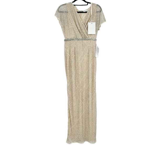 Mac Duggal 93678 Glitter Accented Fully Embellished Column Dress Nude Size 4 NWT - Picture 5 of 13